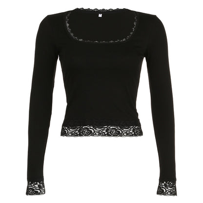 Lace U-neck T-shirt